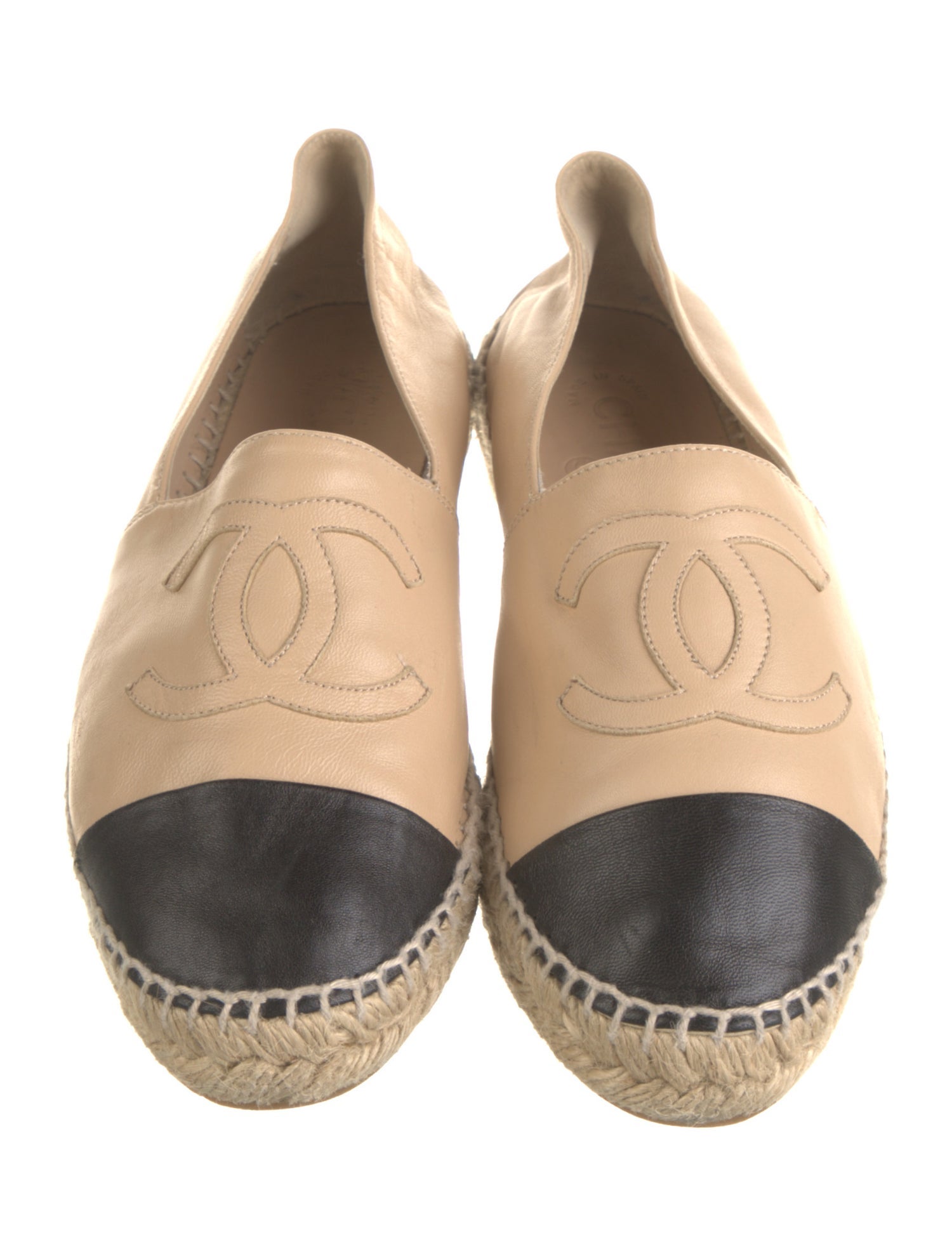 Chanel Interlocking CC Logo Leather Espadrilles